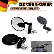 2X 7/8" Motorrad Spiegel Lenkerendspiegel Alu CNC Schwarz Rund Universal