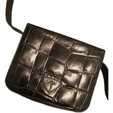 Joop Umhängetasche Tasche Vintage Schwarz Krokoprägung 