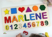 Holzpuzzle personalisiert Namen Geburtstag Geschenk Baby Kind Steckpuzzle Holz