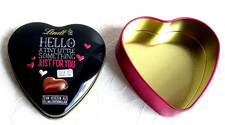 Blechdose Lindt Lindor Herzdosen schwarz / pink,  10x9,5x2,5cm  -  leer, selten