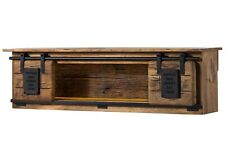 Wandregal Mango / Altholz 130x25x35 natur lackiert inklusive Beleuchtung RAILWAY