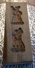 VINTAGE WOODEN DUTCH BISCUIT PRESS MOULDS Vier Figuren A15
