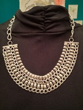 Halskette / Statement Kette, Mehrreihig, Silber