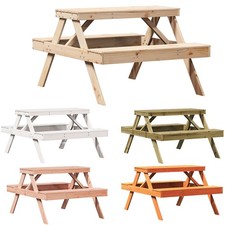 Picknicktisch mit Sitzbank Sitzgruppe Kiefernholz Gartenbank Biertisch 105cm 