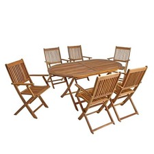 Gartenmöbel Sitzgruppe Gartentisch 6 Stühle mit Armlehnen Gartenset klappbar