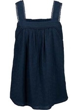 Baumwoll-Blusentop Gr 36 Dunkelblau Damen Sommer-Top Shirt Bluse ohne Ärmel Neu*