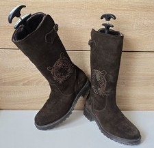 Diavolezza Damen Leder Stiefel Boots Lammfell gefüttert Nieten Tiger Gr 6,5 = 40