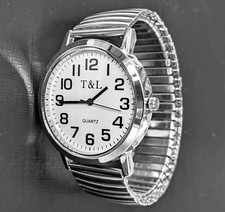 Quarz Uhr Flexband Edelstahl Zugband Damenuhr Herrenarmbanduhr silber XL  unisex