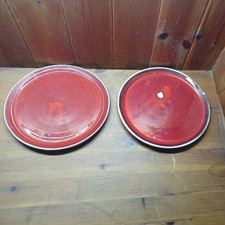 2 x rote Teller Frühstücksteller Kuchenteller Keramik Töpferei Handarbeit