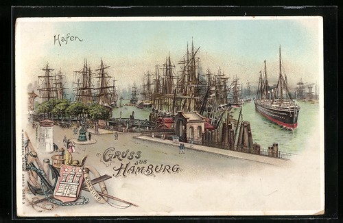 Lithographie hamburg der - hamburg,,