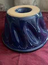 Kuchenform Guglhupf 18,5 cm Durchmesser, Keramik blau mit weißen Punkten