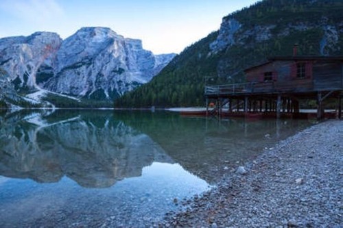 Wandbild braies lake pragser - lake, (pragser
