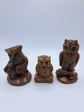 Altbayerische Wachskunst - Handarbeit - Wachsfigur - Eule Figur - 3 Stk