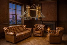 Chesterfield „Thomas Chippendale 3+2+1 oder 3+1+1 Rinder Narben Leder E 1000