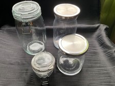 2 Vorratsgläser von Küchenprofi mit Edelstahldeckel + 2 x Glas markenlos