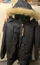 Damen Wintermantel Jacke Große Größe 50 NEU Schwarz mit Kapuze Länge ca. 85cm