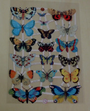 1x Poesiebilder Oblaten Glanzbilder Schmetterlinge viele bunt 7297 Nostalgie