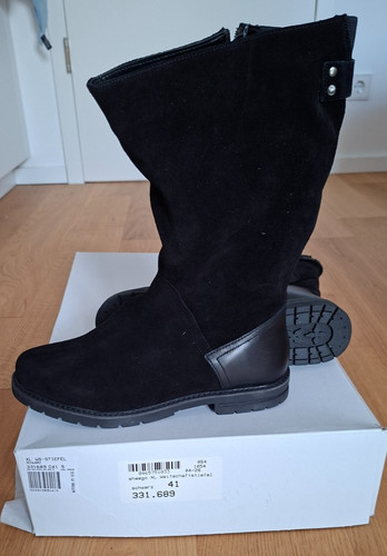 Stiefel leder schwarz 41 - schwarz,