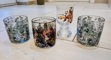 4x alte Glasbecher handbemalt