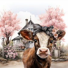 Wandbild Kuh Kalb Landhaus