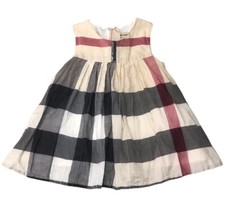 BURBERRY Baby Mädchen 6 Monate 100% Baumwolle Tartan Ärmellos Kleid BEG