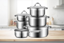 DMS 11-teiliges Topfset aus hochwertigem Edelstahl | Induktion | beschichtetes K
