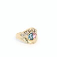 Damenring, Goldring mit Topas und Zirkonen Gelbgold 416 10 KT Größe 57