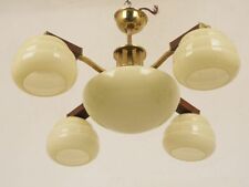 50er Jahre Deckenlampe Hängelampe Leuchte Messing Glasschirm 4 armig mid century