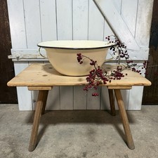 Große Emaille Schüssel mit Griffe Teigschüssel Wanne Farbe: beige / D46 H17 cm