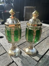 Böhmische Moser Kristallglas Bonboniere Vergoldet Antik Urnenglas 2