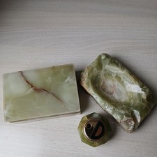  Onyx Marmor Zigaretten Box  , Aschenbecher,  Feuerzeug. G.S.E Ottone Garantito 