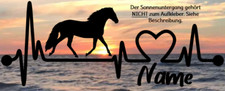 Aufkleber Pferde Haflinger Herzschlaglinie Wohnwagen, Auto