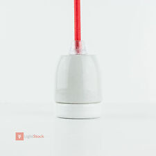 Fassung E27 Keramik Porzellan, Porzellanfassung glasiert mit transp. Klemmnippel