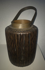 Große Deko Kerzenlampe/Laterne Holz/Kunststoff braun 30cm hoch Ø ca 20cm