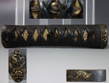 Tsuka Griff Pfingstrose Fuchi Kashira Aoi Menuki Samuraischwert passend Tsuba