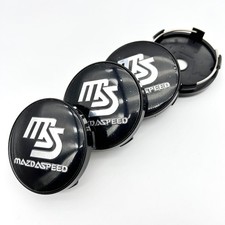 4x 60mm Für MS MazdaSpeed Auto Nabendeckel Felgendeckel Radnabendeckel Schwarz