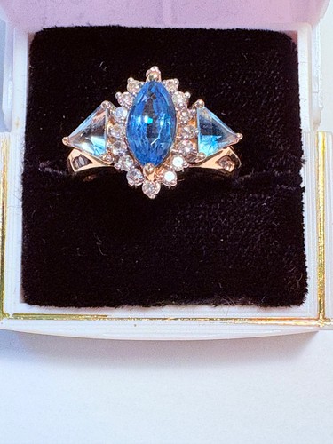 14k gold marquise blautopas - gold,