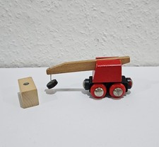 BRIO Holzkranwagen mit Magnet und Holzblock -Vintage ca.1980er / 1990er