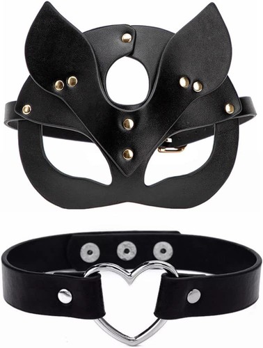 Katze maske mit herz - herz, halskette