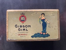 Blechdose Cigaretten Gibson Girl von Manoli, Berlin, 100er Dose, vor 1920
