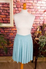 Vintage orig 60er 70er Minirock Falten türkis Strick Plisseerock Schuluniform S