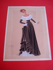   Zeichnung Original Skizze Mode Modezeichnung Damen Elegant 30er 40er Jahre 
