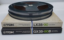 2 TDK 18cm Spulen LX 35/90 und GX 35/90B mit Bandmaterial in original Verpackung