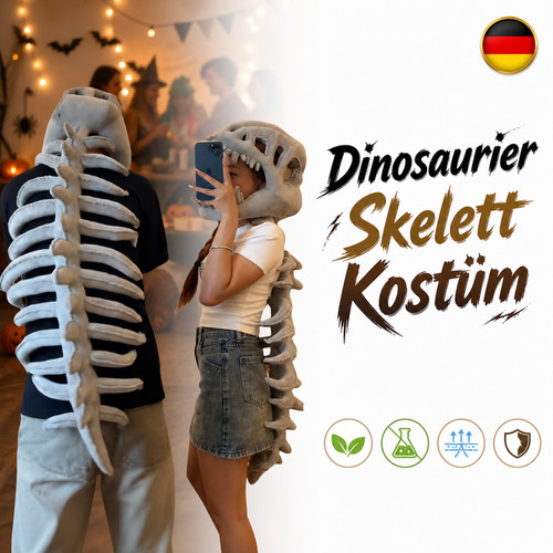 Dinosaurier skelett kopfhaube - dinosaurier,