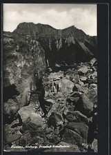 Eisenerz /Erzberg, Arbeiter mit Pressluft-Handbohrer, Ansichtskarte 1940 