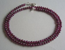 Kette mit Rhodolit Granat - 70 Karat - 50 cm - Schloss 925 Silber -