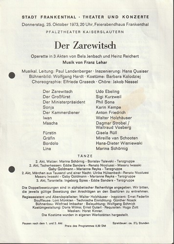 Programmheft franz lehar der - lehar,