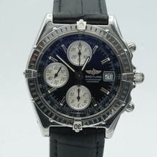 BREITLING CHRONOMAT A13050.1 HERREN UHR STAHL SCHÖN BR537 PAPIERE SCHWARZ