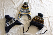 3x Mütze UGG H&M Pusblu Winter-Mütze Ohrenklappe blau Fleece Bommel Strick-Mütze