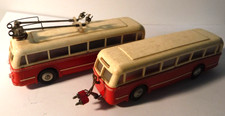 EHEIM / Brawa Trolleybus mit Anhänger, rot/creme